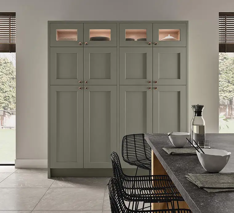 Shaker green pantry unit.